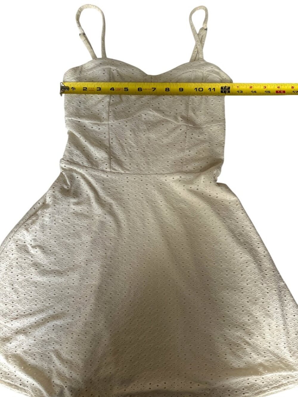 Eyelet Sundress W/Adjustable Spaghetti Straps & Sweetheart Neckline XS - Picture 5 of 7